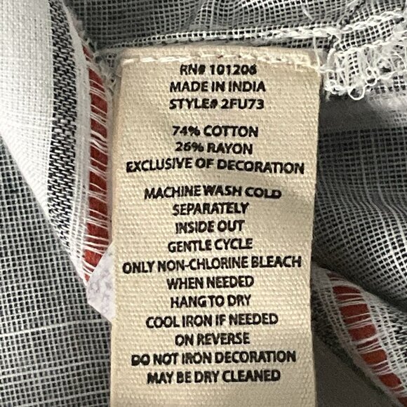 Soft Surroundings Top Women XS‎ Floral Embroidery Cotton V-Neck Stripe Textured - Picture 10 of 14